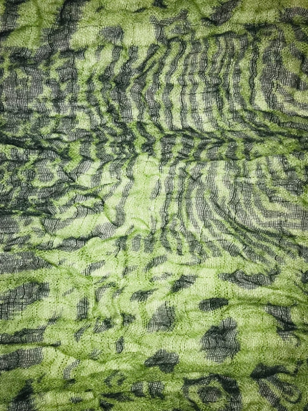 Y2K Black Green Tiger Animal Print Lightweight Fringe Scarf Indie Sleaze 2010s